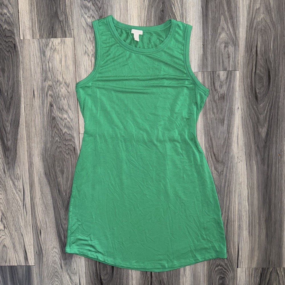 Beyond Yoga Green Tank Dress Size L Sleeveless Soft Knit Stretchy Mini Dress
